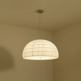 White Fabric Dome Hanging Ceiling Light - Modern Chandelier with 4 Lights